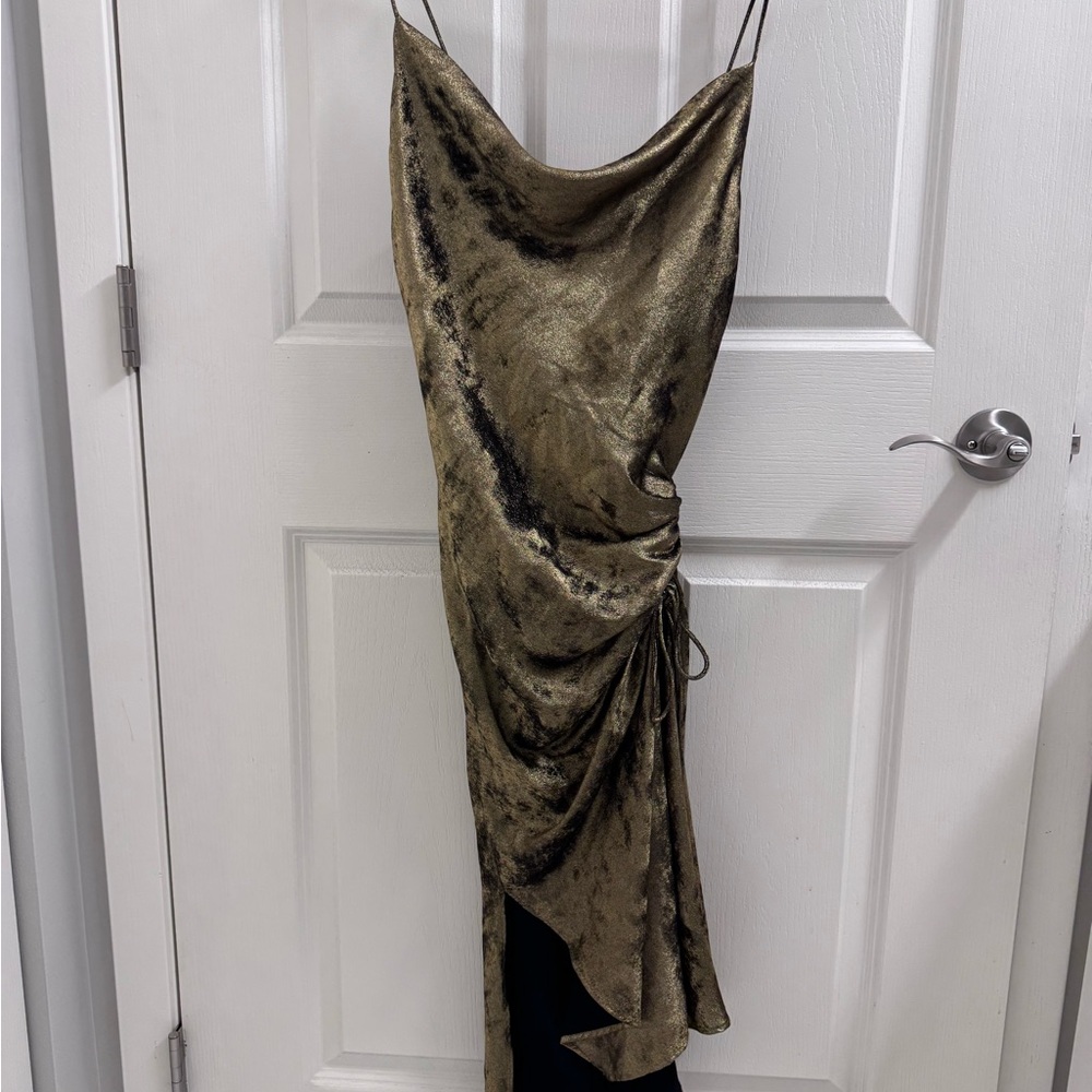 Zara Golden Dress with Spaghetti Straps - Size XS